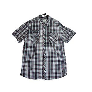 Buffalo David Bitton Short Sleeve Plaid Button Down Shirt Mens Large